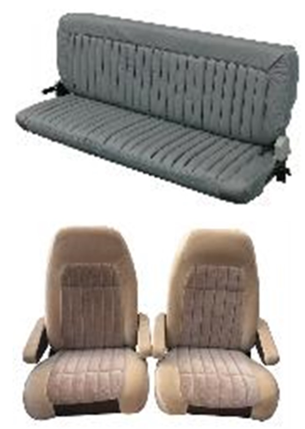 '92-'94 GMC Full Size Truck, Extended and Double Cab Front Bucket Seats; Rear Bench for Sierra Style 3 Seat Upholstery Complete Set