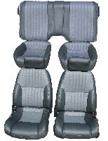 1993-2002 Pontiac Firebird Front Bucket Seats; Solid Rear Back Rest Stitch Pattern 1; Base Model Seat Upholstery Complete Set