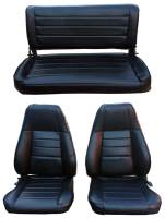 1987-1995 Jeep Wrangler 2 Door; Front Bucket; Folding Rear Bench Seat Upholstery Complete Set